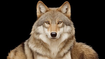 Fototapeta premium A fierce wolf head in a sleek style with intense expression capturing the spirit of the wild in its design