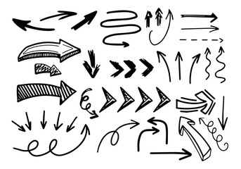 Hand drawn arrow set. Vector illustration for creative design, presentations, infographics.