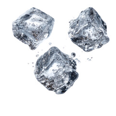 Obraz premium Ice cubes isolated on transparent background cutout
