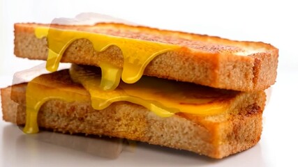 Delicious golden toasted bread and melted cheese sandwich on white background - Powered by Adobe
