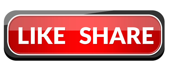 Glossy Red Like and share Button with Light Reflection Effect Isolated PNG

