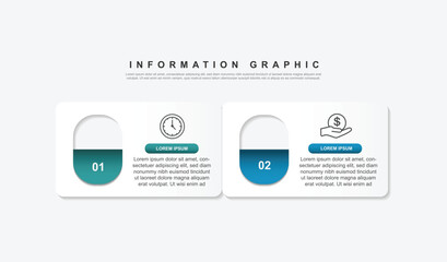 design template banner infographic. 2 step process information or presentation with icons