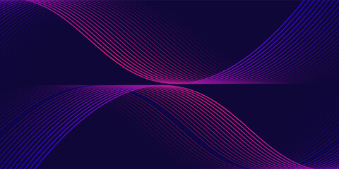 Dark abstract background with glowing wave. Shiny moving lines design element