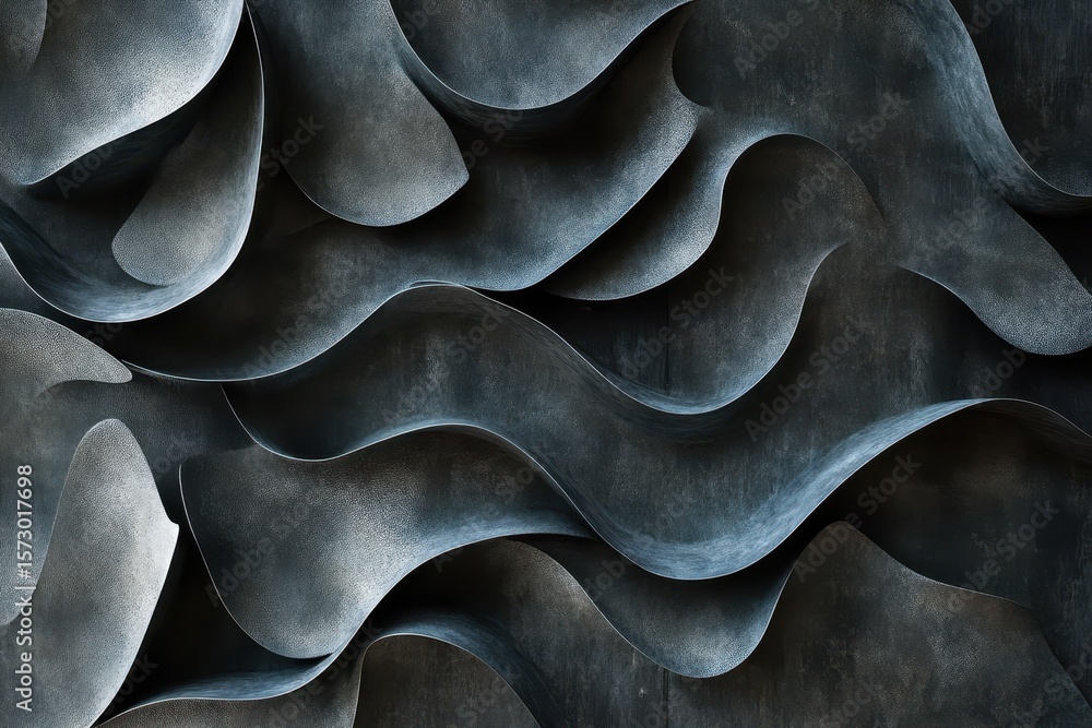 Poster elegant dark gray abstract design featuring smooth flowing lines resembling ocean waves, abstract da