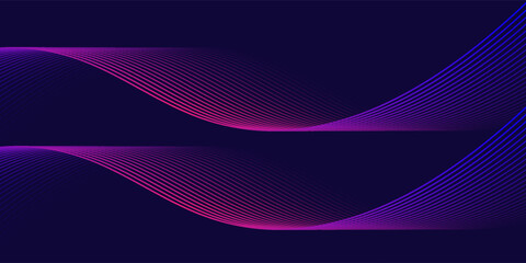 Dark abstract background with glowing wave. Shiny moving lines design element