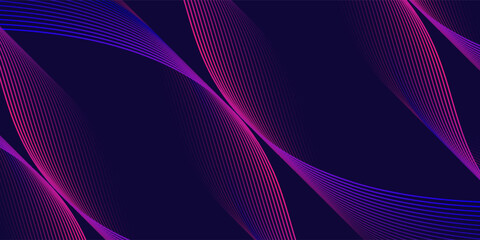 Dark abstract background with glowing wave. Shiny moving lines design element, vector