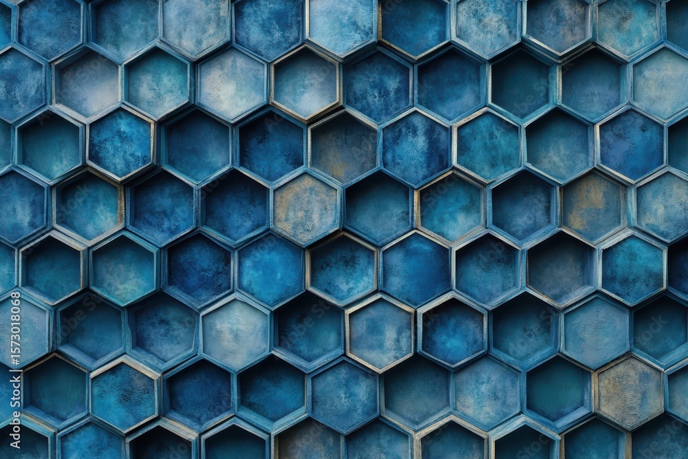 Poster blue honeycomb pattern background creating a seamless and visually engaging texture for various desi