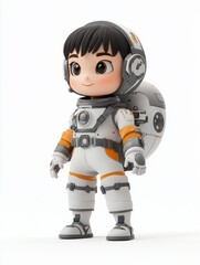 Cute Cartoon Astronaut Character in Space Suit
