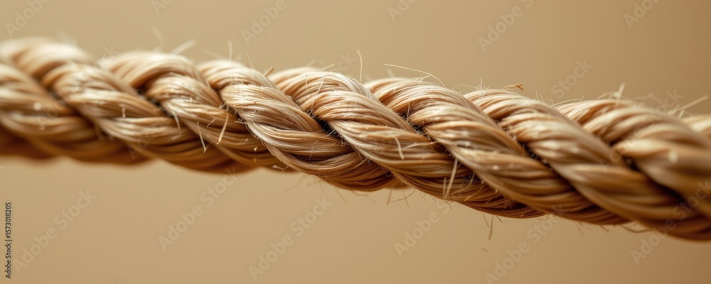 Poster close-up of a twisted natural rope with a smooth and textured surface detail