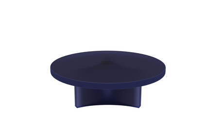 modern round blue table 3d render with sleek design on transparent background, minimal contemporary furniture concept for product mockup and interior scene