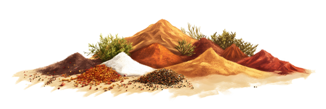 Beautiful composition of spices on a transparent isolated background for designers, marketers and IT. Popular abstraction, illustration, object, symbol, texture, still life, Asia.