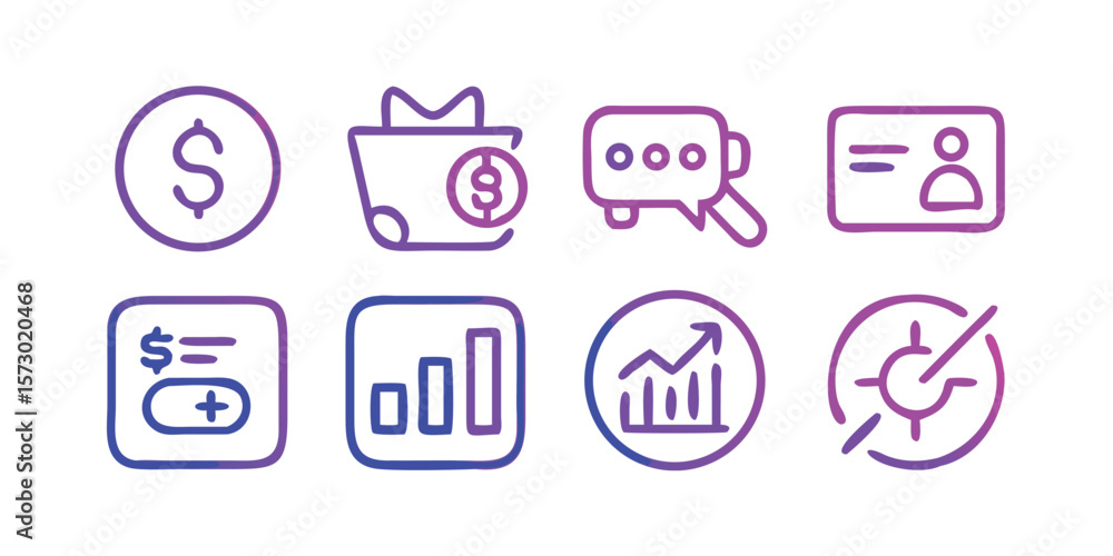 Poster trendy line style business icon set featuring a comprehensive collection of minimalist icons suitabl