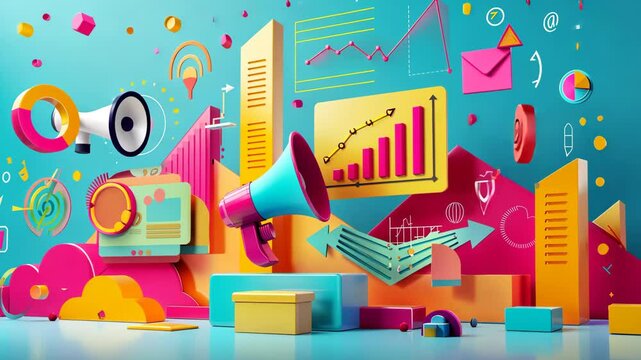 advertising concept, vibrant and dynamic illustration