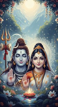 Shiv Parvati Spiritual Wallpaper &ndash; 4K Vertical Mobile Background (9:16)