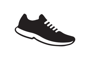 Stylish black silhouette of a running shoe.This clean, simple vector graphic depicts a black running shoe.