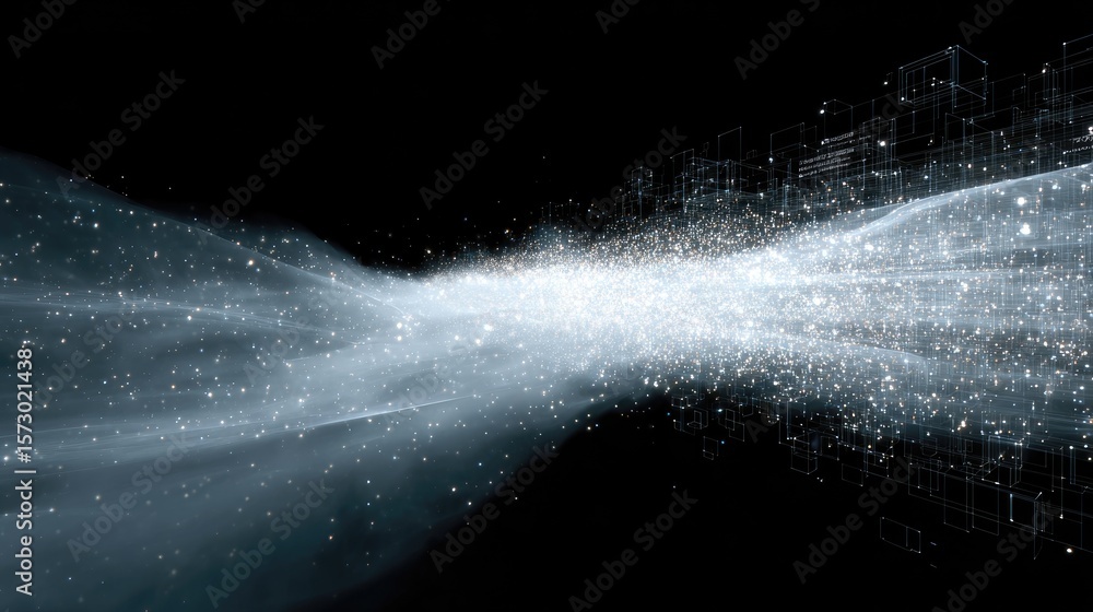 Aufkleber abstract stream of light and particles in dark background space