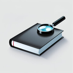 book with magnifying glass/ Magnifying glass laid on book concept image for researching and learning, reading