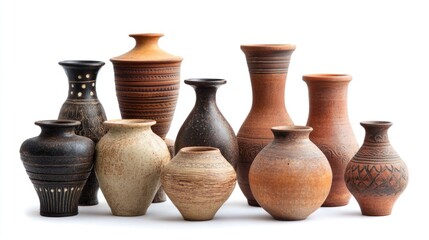 Collection of Rustic Pottery Vases, Earthenware, Ceramic Collection