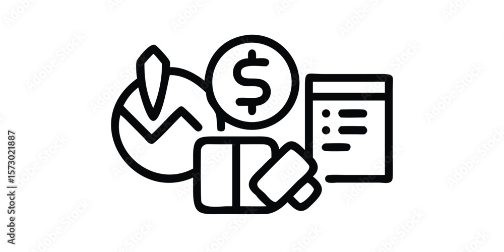Poster extensive collection of trendy line style icons for business finance management and general concepts