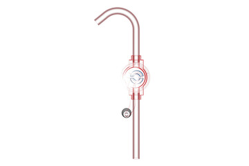 Vibrant Translucent Red Hand Pump for Efficient Liquid Transfer | Manual Rotary Fuel and Oil Dispenser with Crank Handle | High-Resolution Industrial and Automotive Tool on Transparent Background
