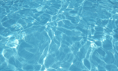 Bright water waves and sunlight hitting the water surface. Modern light blue futuristic background