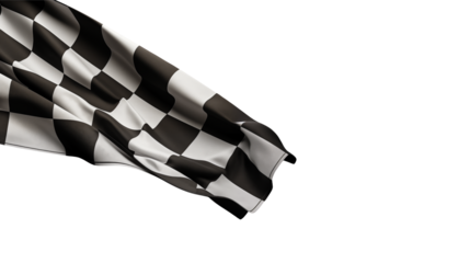 Waving checkered flag symbolizes victory isolated on transparent background