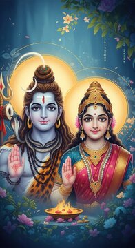 Shiv Parvati Spiritual Wallpaper &ndash; 4K Vertical Mobile Background (9:16)