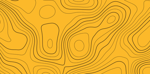 Topographic map background with geographic grid for hiking and mountain sport. modern design with yellow background and colorful wave line. topographic contour lines vector map seamless pattern.