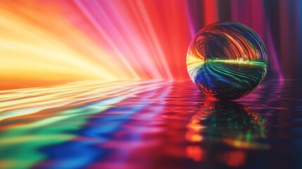 Rainbow Sphere Reflection on Vibrant Water