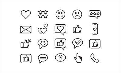 User Feedback and Communication Icons – Outline Vector Pack