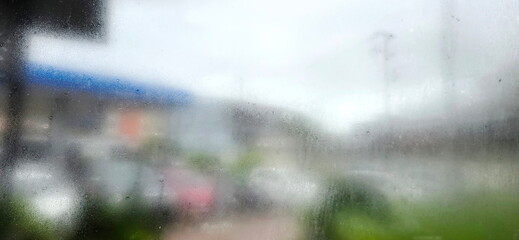 Fogged glassg occurs on clear glass, preventing visibility outside building. condensation with...