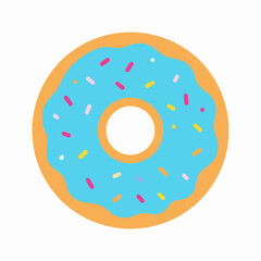 Delicious Blue Frosted Donut with Colorful Sprinkles on a White Background