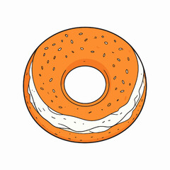 Delicious Orange Donut with White Cream Filling and Sprinkles on Top Perfect for Dessert or Snack with a Ring Shape Isolated on White Background