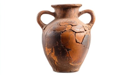 Ancient Cracked Clay Amphora: A Relic of Time