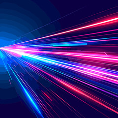 Abstract Background with Pink and Blue Light Streaks Creating a Dynamic Motion Effect on a Dark Blue Backdrop