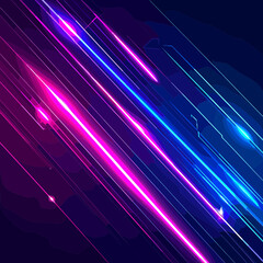 Abstract Background with Diagonal Neon Light Streaks in Blue and Pink Colors