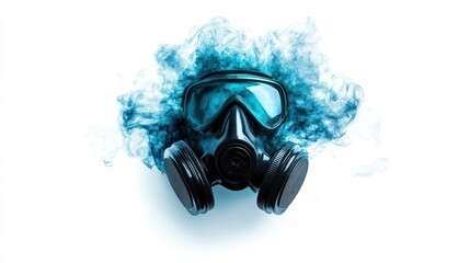 Gas Mask in Blue Smoke: A Symbolic Image of Environmental Pollution and Air Quality