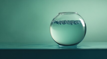 Serenity in Teal: A Glass Bowl of Water