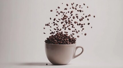 Coffee Beans Falling into a Mug: A Delightful Image