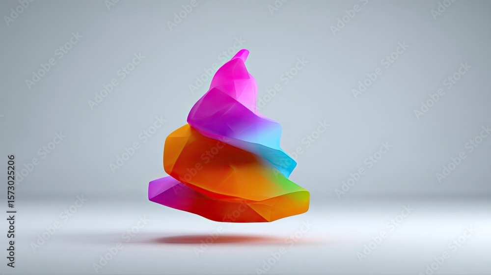 Poster colorful abstract 3d shape with smooth curves and fluid design