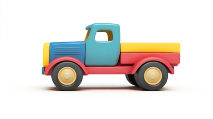 Colorful Toy Truck on White Background