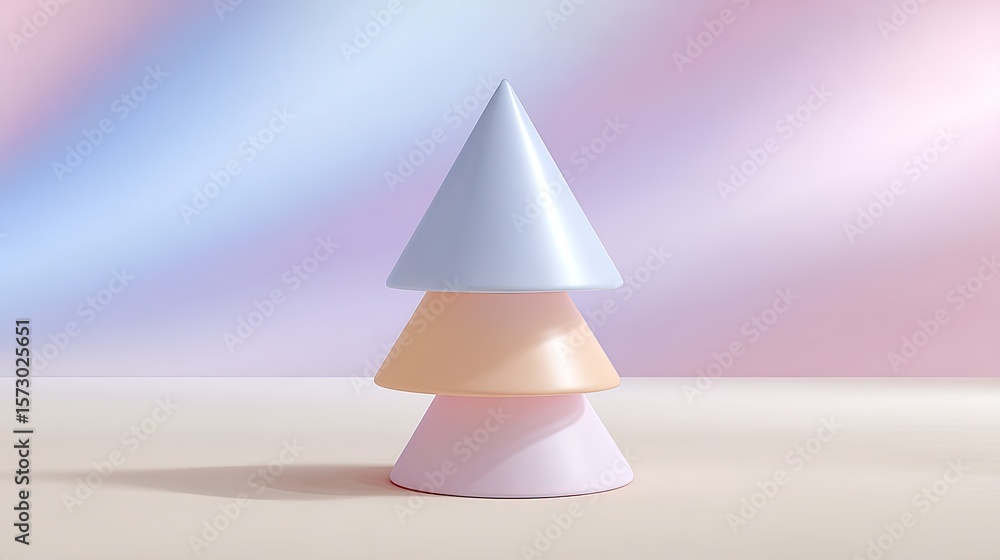 Aufkleber soft pastel cone shapes with gradient background and soft focus