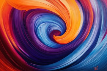 Obraz premium Swirling colors of vibrant red, orange, blue, and purple create an energetic abstract composition, Vibrant abstract swirls of red, orange, blue, and purple colors Abstract art concept