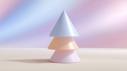 Soft Pastel Cone Shapes with Gradient Background and Soft Focus