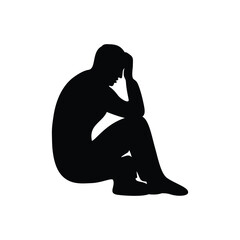 the man is frustrated silhouette design.