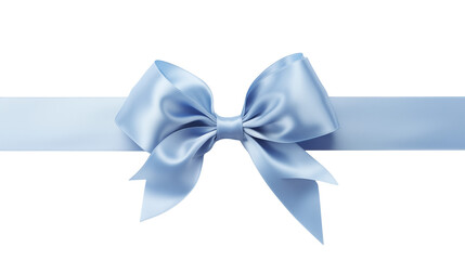 Sky blue satin ribbon bow isolated on transparent background  offers elegant design element.