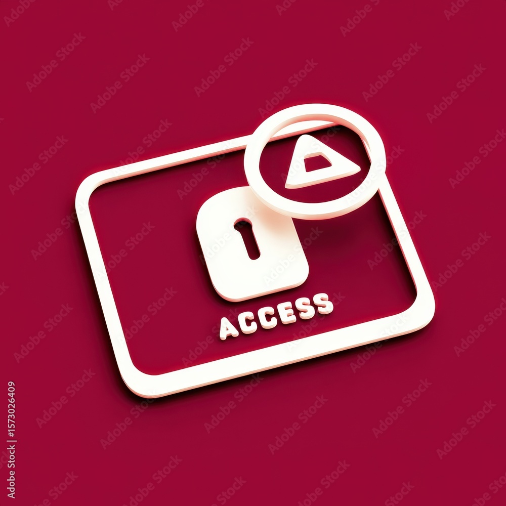 Poster law restriction policy concept. access control card with a lock symbol on a red background.