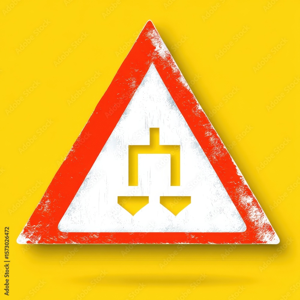 Poster law restriction policy concept. warning sign with a yellow background and red triangle.