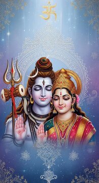 Shiv Parvati Spiritual Wallpaper &ndash; 4K Vertical Mobile Background (9:16)