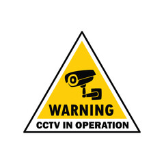 black CCTV camera silhouette. warning poster concept design.